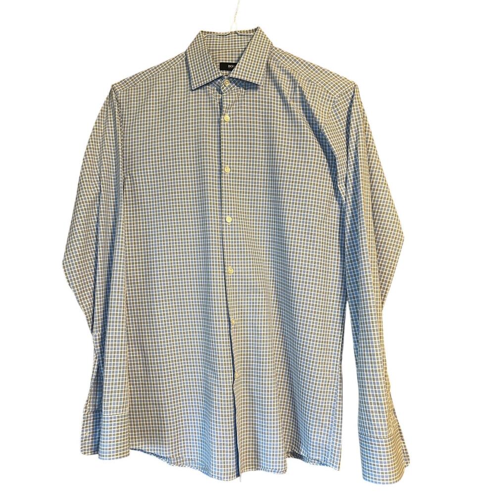 Boss by Hugo Boss Sharp Fit Button Down Shirt Plaid Size 15.5 34/35